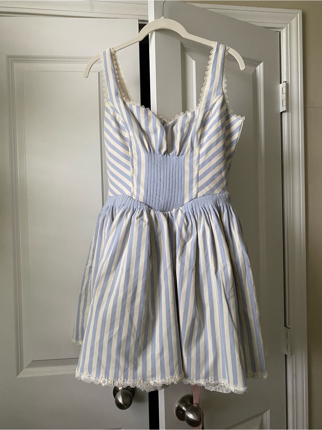 Liesl - House Of Cb Blue Striped Pintuked Mini Dress